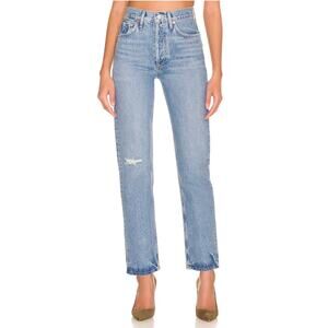 AGOLDE 90s Pinch Waist High Rise Denim Jean 26 in Abstract